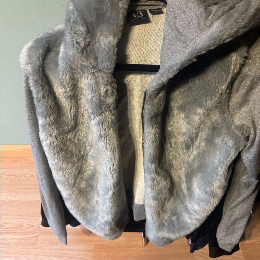 Armani Exchange Women's Gray Teddy Jacket